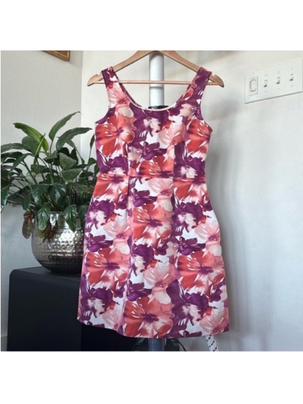 Loft Petite Floral Mini Summer Dress Sz 2/XS/S Pink Purple